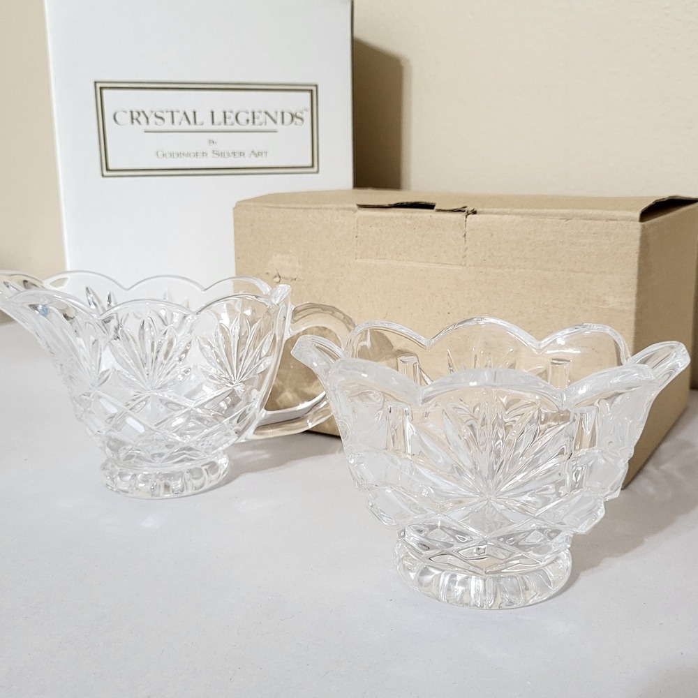 Shannon Crystal Godinger Sugar Bowl And Creamer Set Scalloped- Missing Sugar Lid